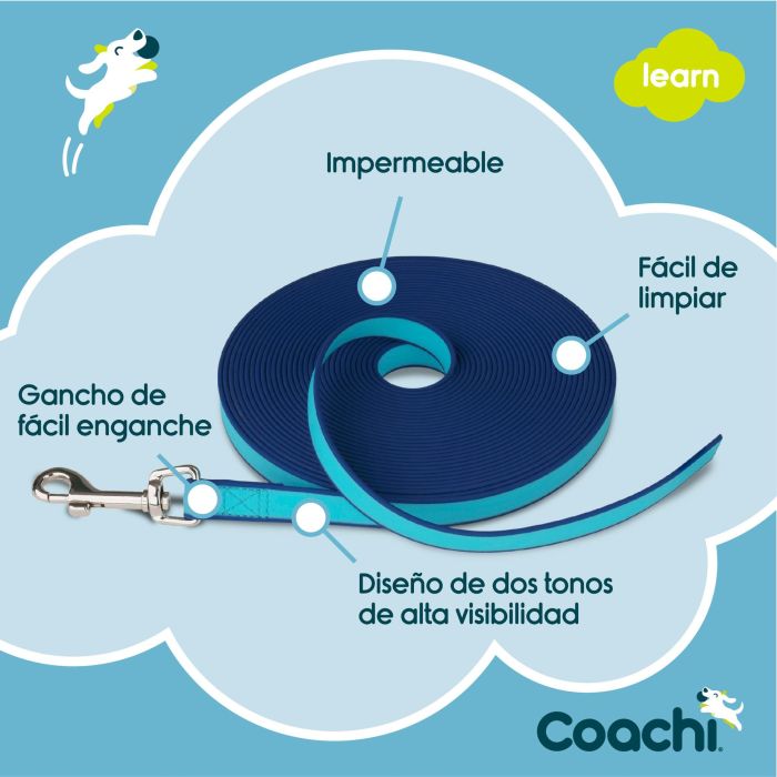 Coachi Correa de Adiestramiento Impermeable Training Line 10m Azul Oscuro/Azul Claro para Perros y Cachorros, Ligera, de Nylon 6 Coachi Correa de Adiestramiento Impermeable Training Line 10m Azul Oscuro/Azul Claro para Perros y Cachorros, Ligera, de Nylon 6