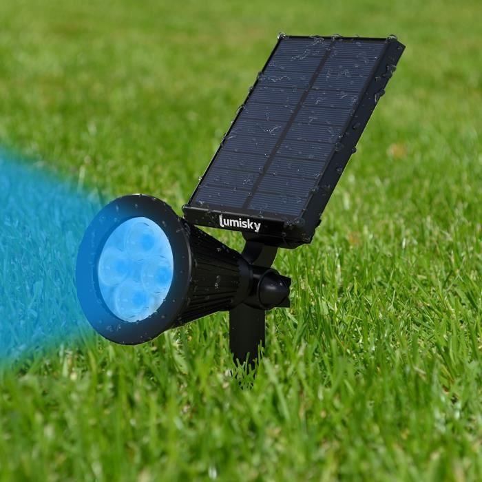 LUMISKY Paquete de 2 puntos solares impermeables para exteriores - 4 LED de colores - 200 Lm - Cabezal giratorio a 90 ° C 1