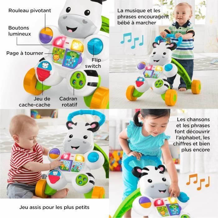 Fisher-Price Andador Interactivo Cebra My Talking Zebre Trotter - Aprendizaje Sentado y de Pie con Actividades, Sonidos y Luces - 6 Meses+ 2