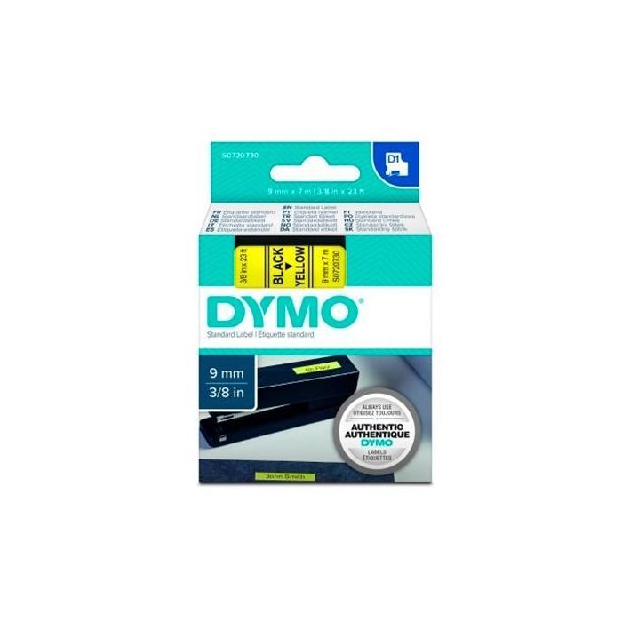 Dymo Cinta Transferencia Termica D1 40918 Negro Sobre Amarillo 9mm x 7M Poliester Autoadhesiva