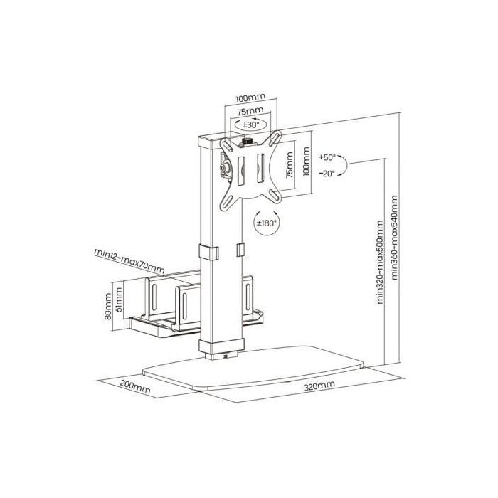 Aisens DT32TSR-165 Soporte de Sobremesa para Monitor, TV y Mini PC 17-32" hasta 8kg | Giratorio e Inclinable 3 Aisens DT32TSR-165 Soporte de Sobremesa para Monitor, TV y Mini PC 17-32" hasta 8kg | Giratorio e Inclinable 3