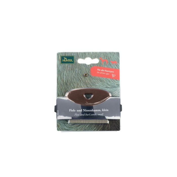 Hunter Cepillo Peine para Pulgas y Liendres Perros y Gatos Talla S - Dientes Acero Inoxidable Aseo Pelo Largo, Medio, Corto