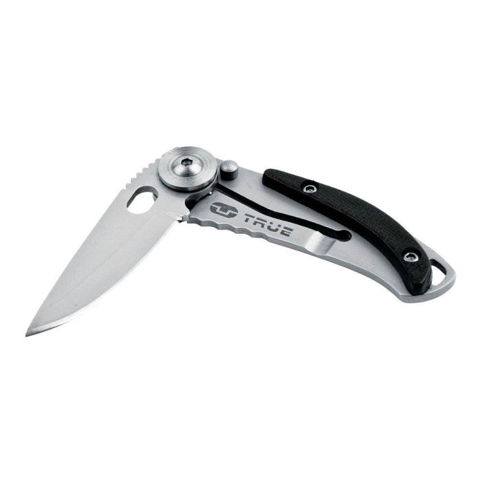 True Skeletonknife Navaja Pequeña Minimalista Plegable Diseño Plateado y Negro con Llavero 1