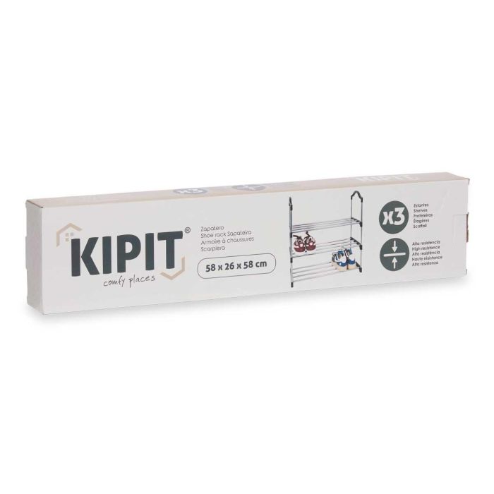 Zapatero 3 Alturas 4 Barras Estantes Negro Kipit 14X60CM (6 Unidades) 2 Zapatero 3 Alturas 4 Barras Estantes Negro Kipit 14X60CM (6 Unidades) 2