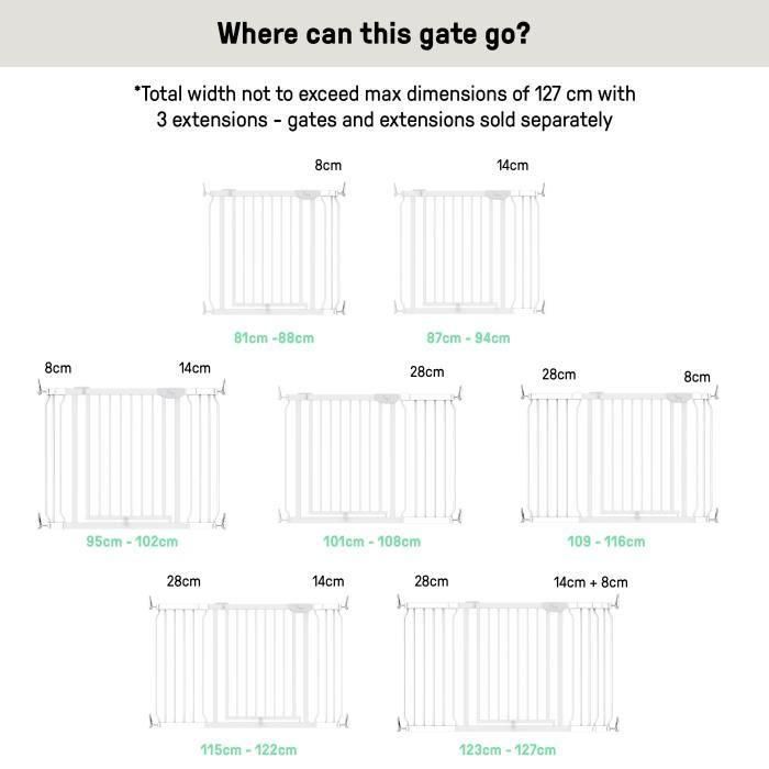 Extensión de barrera de seguridad INGENUITY de 14 cm: adecuada para la barrera de fácil instalación 3