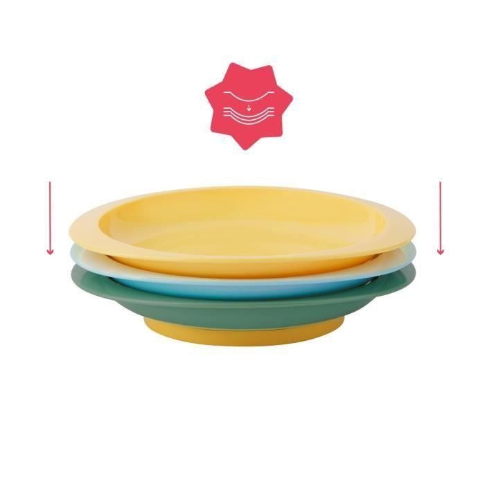 Badabulle Set de 3 platos antideslizantes e irrompibles, 12m+ 4 Badabulle Set de 3 platos antideslizantes e irrompibles, 12m+ 4