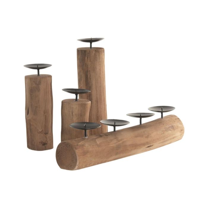 DKD Home Decor Portavelas Vintage Marrón Negro 8 x 30 x 8 cm Set de 3 1 DKD Home Decor Portavelas Vintage Marrón Negro 8 x 30 x 8 cm Set de 3 1