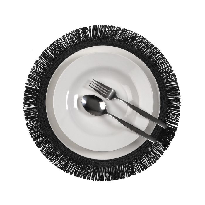 Salvamantel Con Flecos Negro Versa (6 Unidades) 1 Salvamantel Con Flecos Negro Versa (6 Unidades) 1