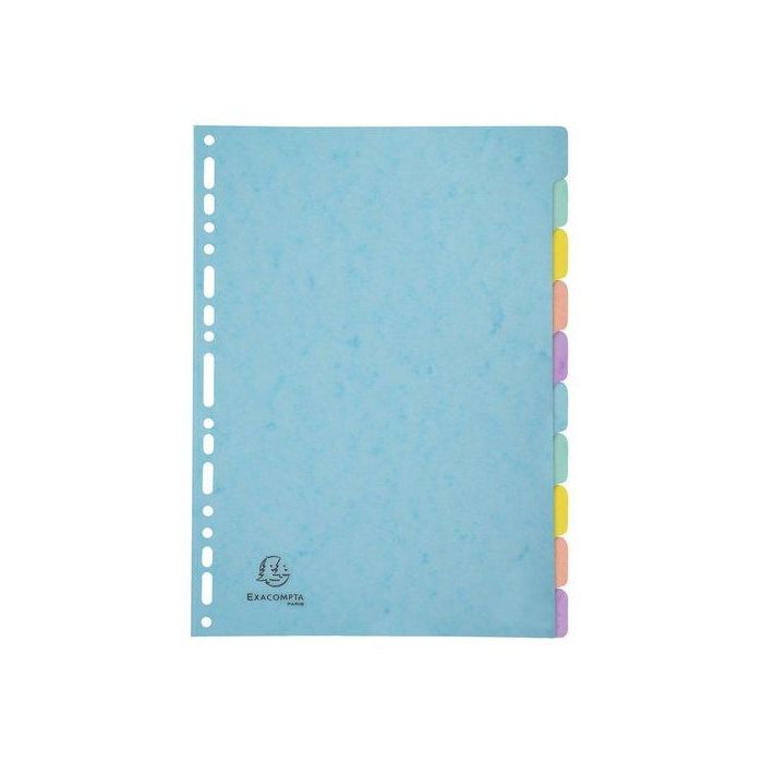 Separadores Exacompta Aquarel Cartulina Lustrada A4 400G 10 Pestañas 17 Taladros