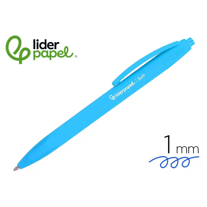 Liderpapel Bolígrafo Retráctil Punta 1 mm con Clip, Acabado Soft Touch, Tinta Azul, Cuerpo Azul Cielo, 27x145x70 mm Liderpapel Bolígrafo Retráctil Punta 1 mm con Clip, Acabado Soft Touch, Tinta Azul, Cuerpo Azul Cielo, 27x145x70 mm