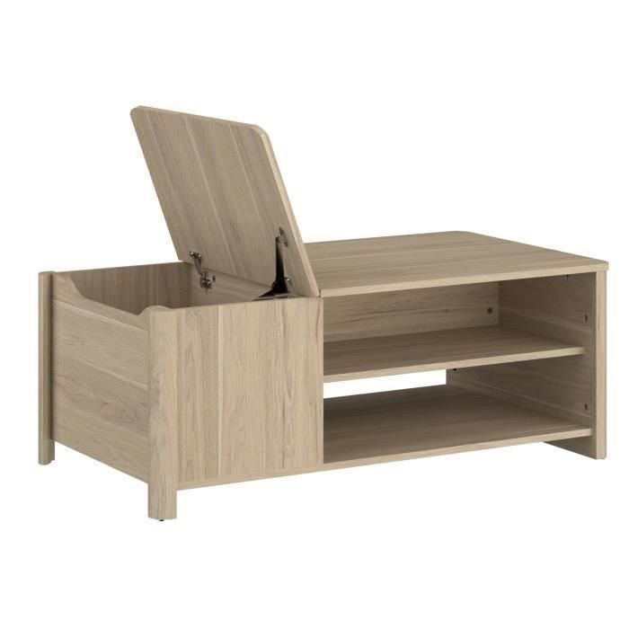 Parisot 0191TABA Mesa de centro rectangular BETTY, tablero de partículas con recubrimiento de papel, acabado roble, L110 H42 D60 cm 4