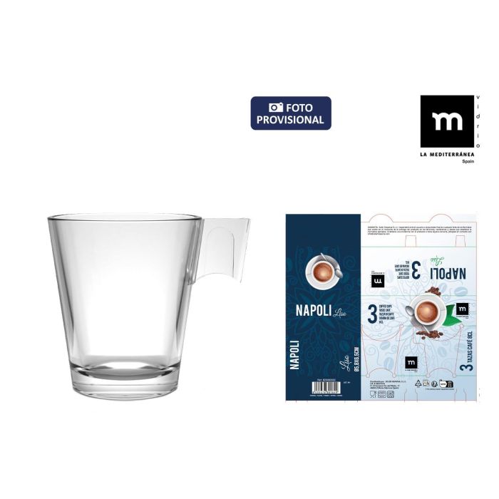 La Mediterranea Set de 3 Tazas de Café Napoli Liso 8 Cl (24 Cajas) 0 La Mediterranea Set de 3 Tazas de Café Napoli Liso 8 Cl (24 Cajas) 0