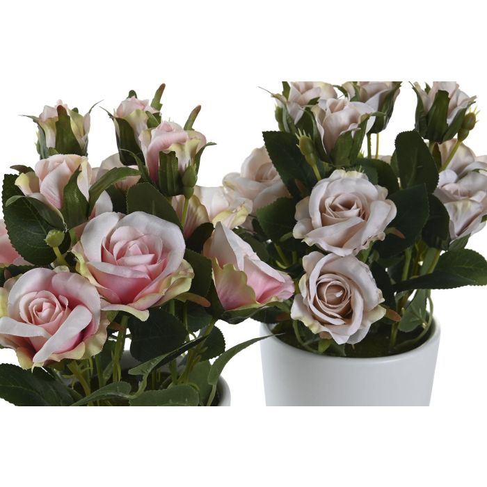 DKD Home Decor Planta Rosa Palo Blanco Poliester Pe 10.5 x 25 x 10.5 cm (12 Unidades) 1