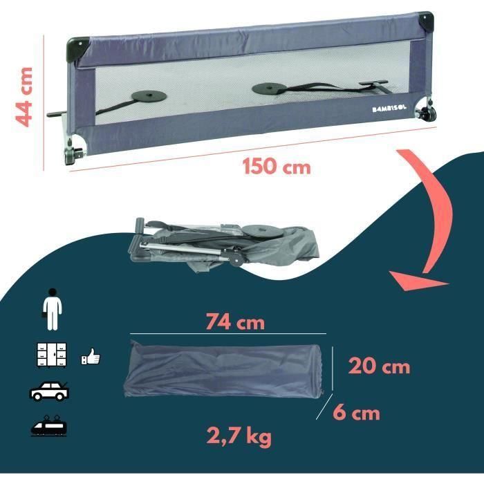 Barandilla para cama - LOOPING - BL5003G - Plegable - Gris 4 Barandilla para cama - LOOPING - BL5003G - Plegable - Gris 4