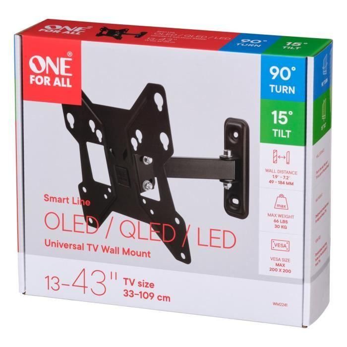 ONE FOR ALL WM2241 - Soporte de pared inclinable y giratorio (90 °) para televisores de 13 a 40 (33 a 102 cm) - Negro 3