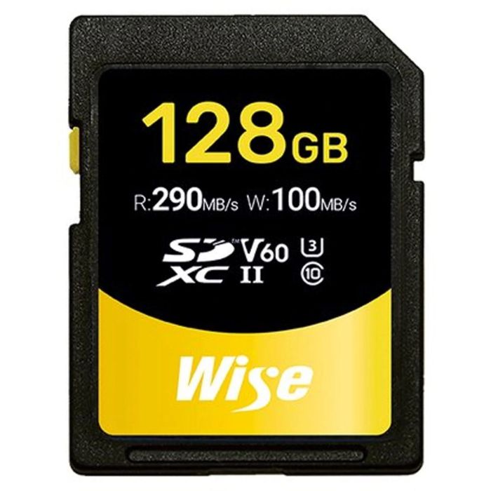 Wise WI-SD-S128 Tarjeta SDXC UHS-II V60 128GB, Velocidad Lectura 290MB/s, Escritura 100MB/s, Resistente