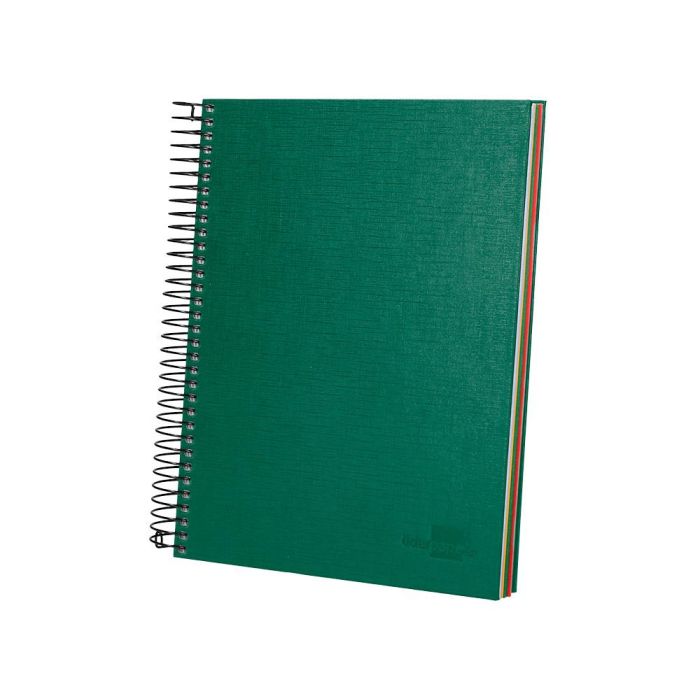 Cuaderno Espiral Liderpapel A5 Micro Papercoat Tapa Forrada 140H 75 gr Cuadro5 mm 5 Bandas 6 Taladros Verde 4