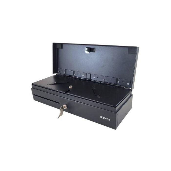 Approx appCASH02FLIPTOP Cajón Portamonedas Compacto Manual y Automático 6 Billetes 8 Monedas con Conexión RJ-11 para TPV Negro 0 Approx appCASH02FLIPTOP Cajón Portamonedas Compacto Manual y Automático 6 Billetes 8 Monedas con Conexión RJ-11 para TPV Negro 0