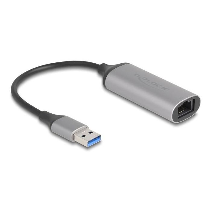 DeLOCK 81571 Adaptador USB Tipo-A a LAN RJ-45 de 5 Gigabit/s. Antracita. Cable 0.15m. Compatible Windows/Linux/Mac