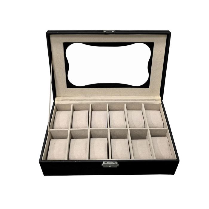 Caja para Relojes Versa Negro Poliuretano Papel Espejo Madera MDF 20 x 8,5 x 32,5 cm 1 Caja para Relojes Versa Negro Poliuretano Papel Espejo Madera MDF 20 x 8,5 x 32,5 cm 1