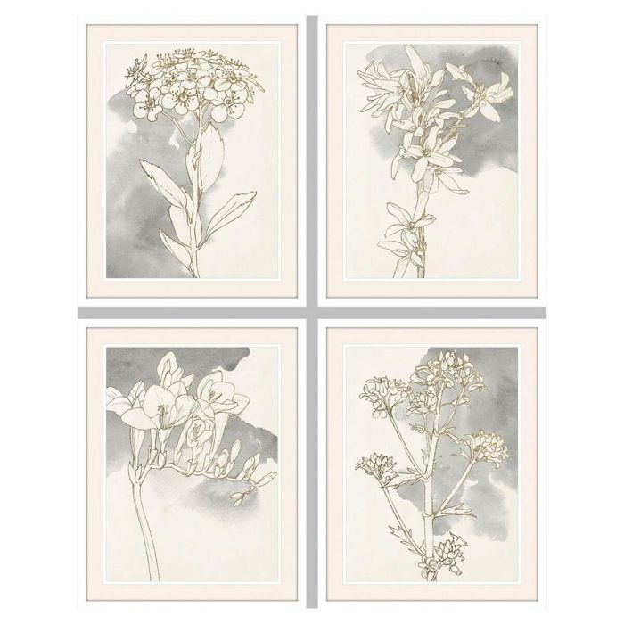 Cuadro Romantico DKD Home Decor Gris Blanco 2.5 x 70 x 55 cm (4 Unidades)