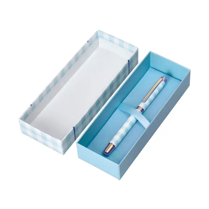 Belius Roller Pen Picnic Collection, Aluminio Azul Celeste Dorado, Tinta Negra 0.7 mm, Caja de Diseño 3