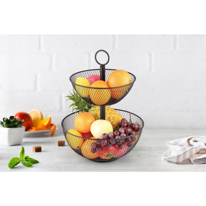 Cesta de metal frutero doble 31x31x41 cm - Confortime (4 Unidades) 2 Cesta de metal frutero doble 31x31x41 cm - Confortime (4 Unidades) 2