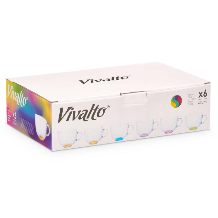 Tazon Desayuno Cristal Jumbo Base Color Surtidos70Ml Vivalto 13X8CM (48 Unidades) 2 Tazon Desayuno Cristal Jumbo Base Color Surtidos70Ml Vivalto 13X8CM (48 Unidades) 2