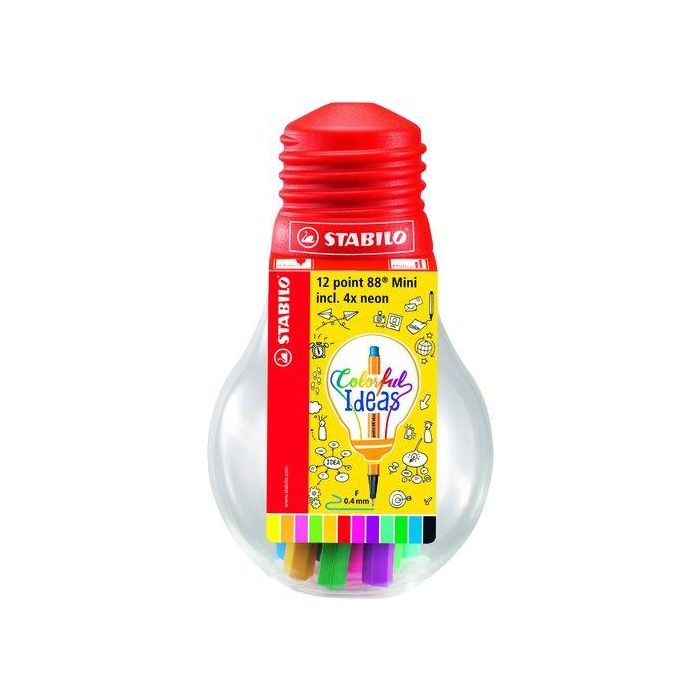 Rotulador Fibra Stabilo Point 88 Mini Estuche Bombilla Colorful De 12