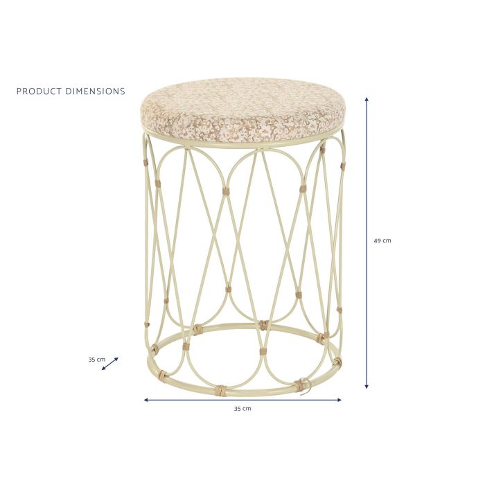 DKD Home Decor Mesita Auxiliar Boho de Ratán y Metal Natural Crema 35x35x49 cm 3 DKD Home Decor Mesita Auxiliar Boho de Ratán y Metal Natural Crema 35x35x49 cm 3
