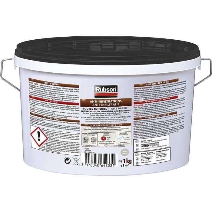 Rubson Revestimiento Impermeabilizante Techos Anti-infiltración Silicona Negro 1kg - Antifugas, Alta Elasticidad, Resiste UV y Temperaturas Extremas 1 Rubson Revestimiento Impermeabilizante Techos Anti-infiltración Silicona Negro 1kg - Antifugas, Alta Elasticidad, Resiste UV y Temperaturas Extremas 1