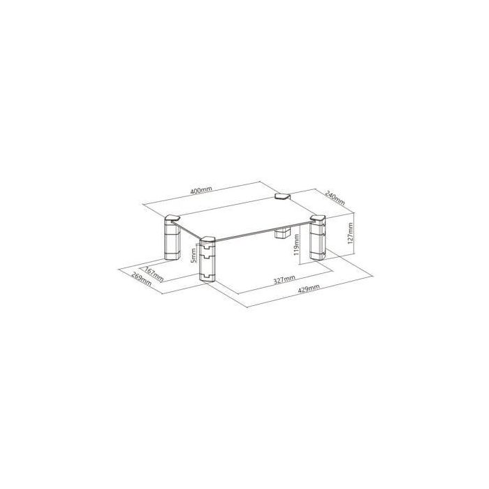 Aisens Soporte Elevador de Cristal Templado para Monitor y Portátil hasta 32 Pulgadas, 20kg de Carga Máxima, Negro 2 Aisens Soporte Elevador de Cristal Templado para Monitor y Portátil hasta 32 Pulgadas, 20kg de Carga Máxima, Negro 2