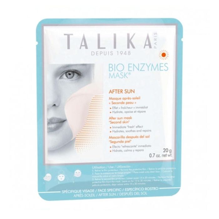 Talika BIO ENZYMES After Sun Mask Mascarilla Facial Post-Solar Calmante e Hidratante con Biocelulosa y Ácido Hialurónico 20 g