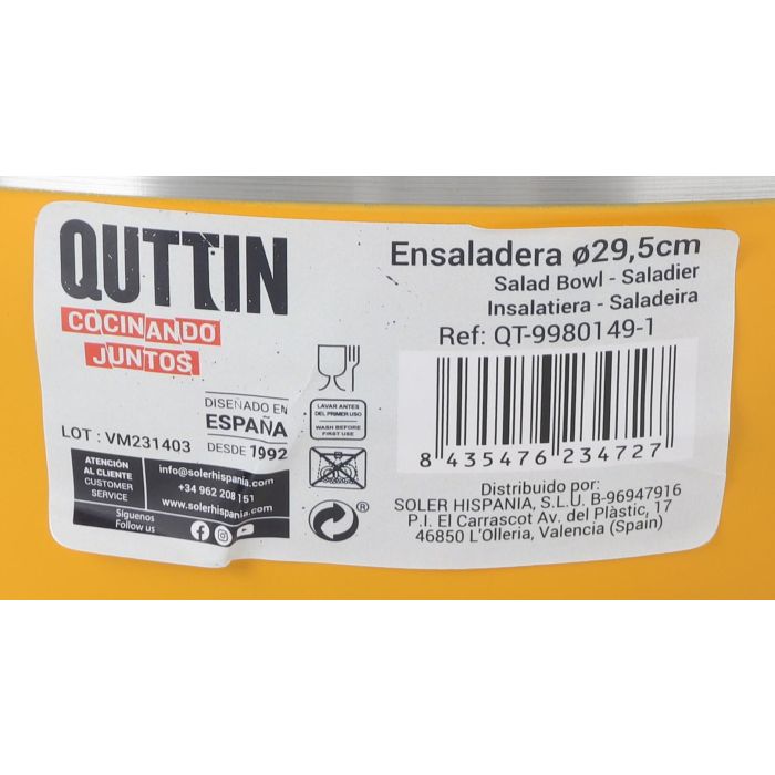 Ensaladera de acero Quttin, 29.5 cm, 4 colores (4 Unidades) 1