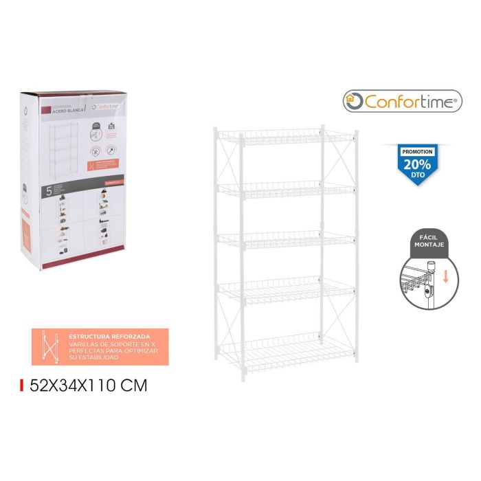 Confortime Estantería de Metal 5 Niveles 52 x 34 x 110 cm (2 Unidades) 0 Confortime Estantería de Metal 5 Niveles 52 x 34 x 110 cm (2 Unidades) 0