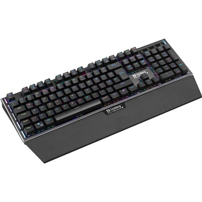 Sandberg BE FireStorm Teclado Mecánico Gamer con 104 Teclas, RGB Completo y Base Metálica, Alta Precisión y Durabilidad