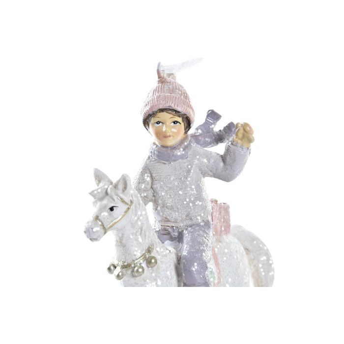 DKD Home Decor Decoración Colgante Navidad Fantasía, Resina, Rosa Gris Blanco, 4.5x12x9 cm (6 Unidades, Surtido Aleatorio) 1