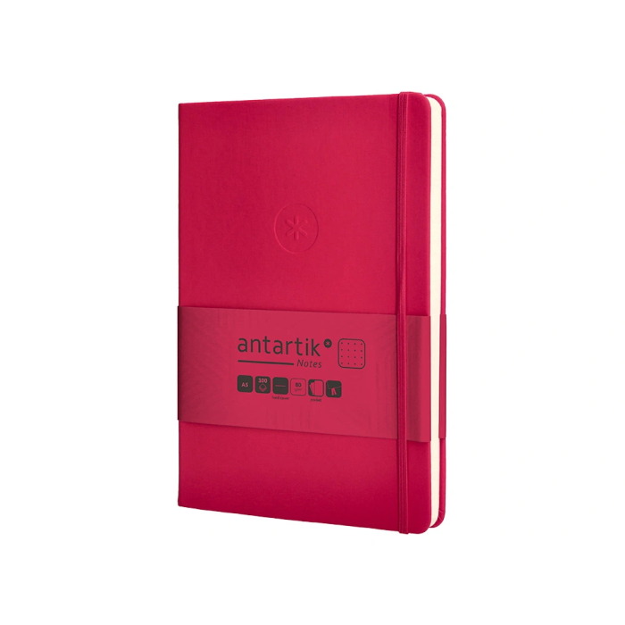 Antartik Cuaderno A5 con gomilla, tapa dura, hojas de puntos, 100 hojas, color burdeos, 80 gr FSC 3