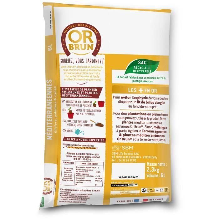 Or Brun OBRTAGR6U Tierra para cítricos y plantas mediterráneas BROWN GOLD 6L - Olivos, Palmeras y Cycas 1 Or Brun OBRTAGR6U Tierra para cítricos y plantas mediterráneas BROWN GOLD 6L - Olivos, Palmeras y Cycas 1