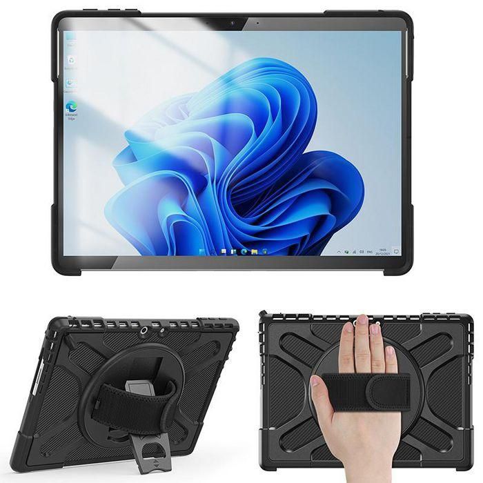 eSTUFF Funda ATLANTA Defender para Microsoft Surface Pro 11/10/9, a prueba de golpes con correa de mano y soporte giratorio 360°, Negra 1 eSTUFF Funda ATLANTA Defender para Microsoft Surface Pro 11/10/9, a prueba de golpes con correa de mano y soporte giratorio 360°, Negra 1