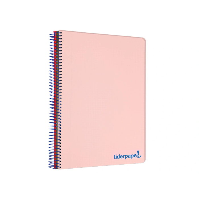 Liderpapel Cuaderno espiral A4 Micro Wonder, tapa plástico, 120 hojas, 90gr, cuadro 5mm, 5 bandas, 4 taladros, color rosa 3