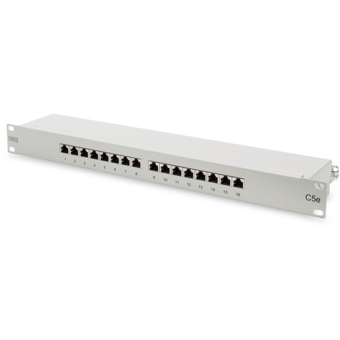 Digitus Patchpanel Blindado CAT5e 16 Puertos RJ-45 para Montaje en Rack 1U Gris - ISO/IEC 11801