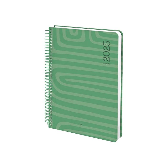 Agenda Espiral Liderpapel Syros A5 2025 Dia Pagina Color Verde Papel 60 gr 3