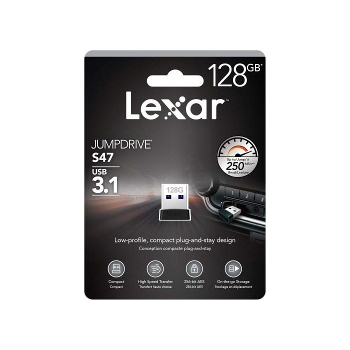 Lexar JumpDrive S47 unidad flash USB 128 GB USB tipo A 3.2 Gen 1 (3.1 Gen 1) Negro Lexar JumpDrive S47 unidad flash USB 128 GB USB tipo A 3.2 Gen 1 (3.1 Gen 1) Negro