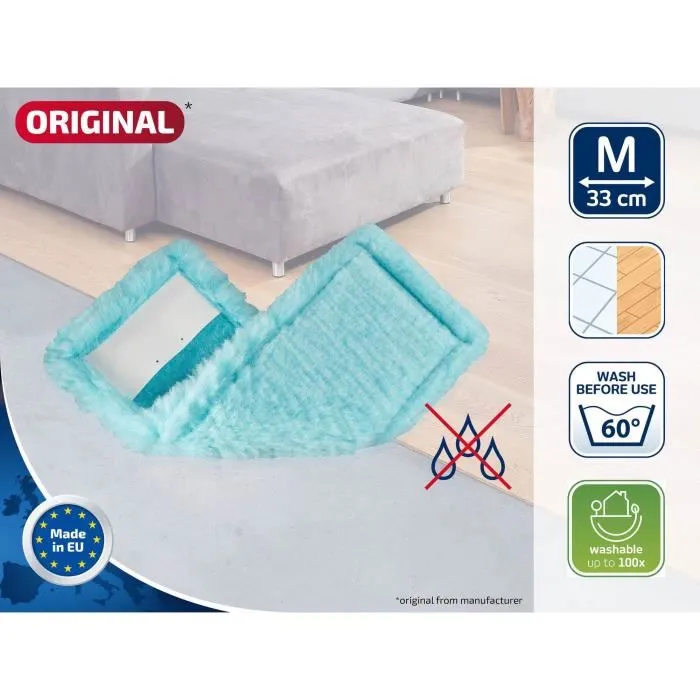 Leifheit 52124 Funda de Repuesto para Mopa Plana Clean Twist M Ergo Static plus - Limpieza en Seco y Antiestática, 33 cm Ancho 1