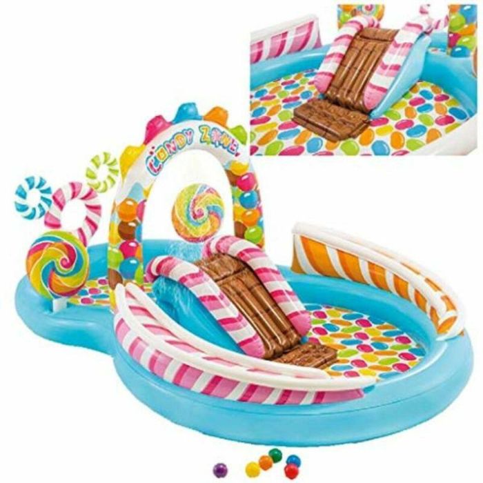 Intex Patio de recreo Candy Kingdom 295x191x130cm con tobogán, fuente y accesorios para piscina infantil