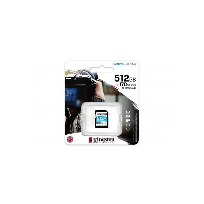 Kingston SDG3/512GB Tarjeta de Memoria SD Canvas Go! Plus 512 GB Clase 10 UHS-I U3 V30 Velocidad 170 MB/s para 4K 2 Kingston SDG3/512GB Tarjeta de Memoria SD Canvas Go! Plus 512 GB Clase 10 UHS-I U3 V30 Velocidad 170 MB/s para 4K 2