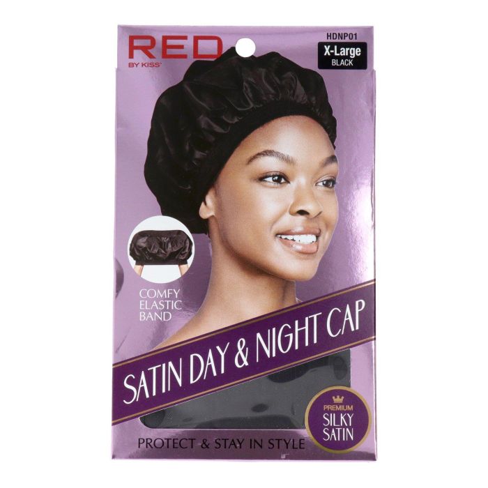 Red Kiss Gorro de peluca Satin Day & Night Cap Black