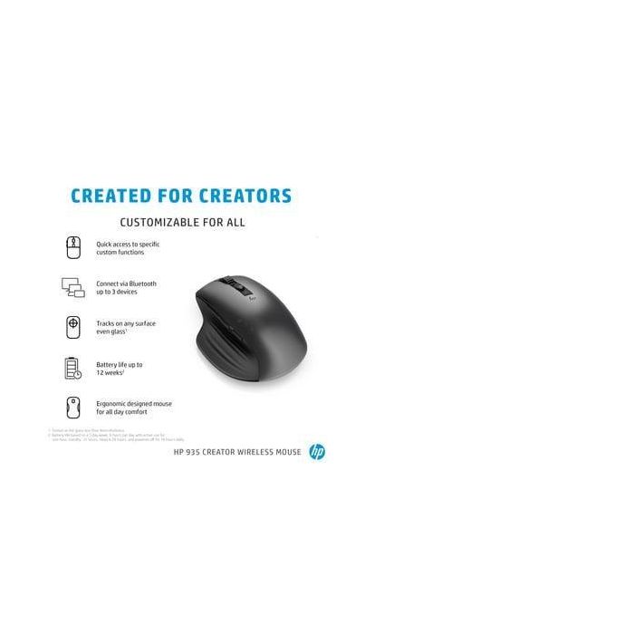HP 935 Creator Ratón Inalámbrico Ergonómico Recargable 4000DPI Programable Multi-dispositivo Sensor Cristal Batería 12 Semanas Negro 22