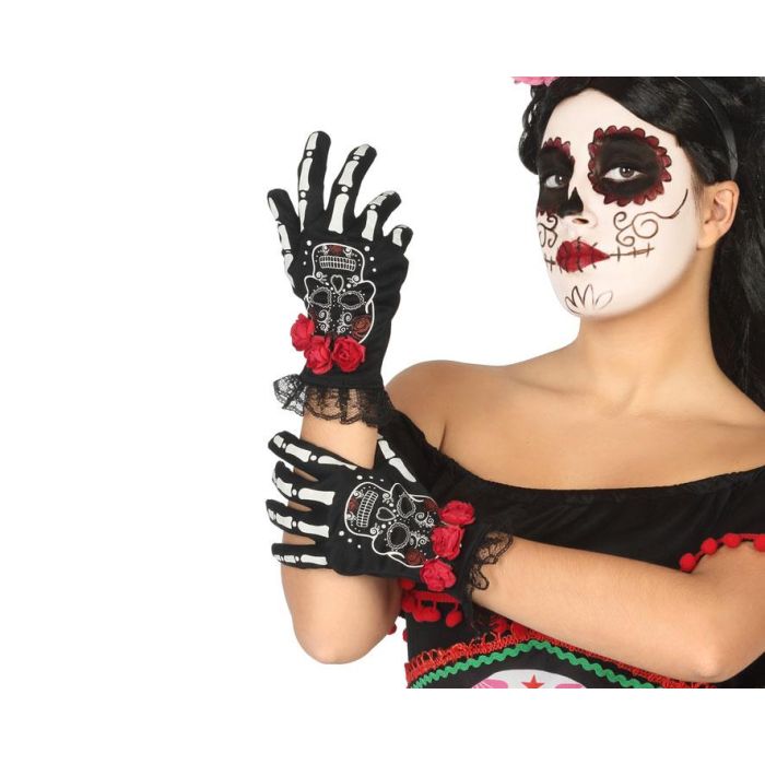 Guantes Cortos Halloween Esqueleto